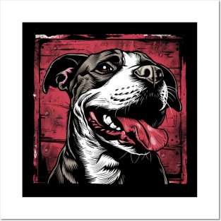 Retro Art American Pit Bull Terrier Dog Lover Posters and Art